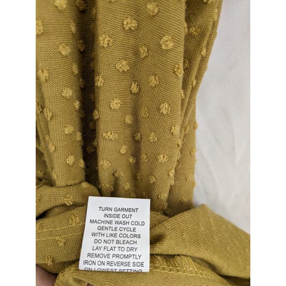 Notations Textured Blouse M Brown Split VNeck Button Roll Cuff Sleeve Hi Low Hem - Picture 5 of 9